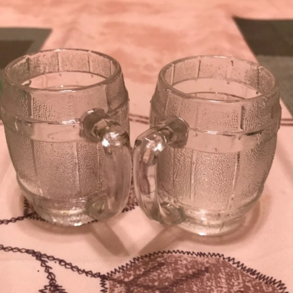 Vintage pair barrel shot glasses